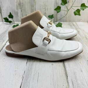 STEVE MADDEN WHITE LEATHER LOAFER MULES SIZE 7